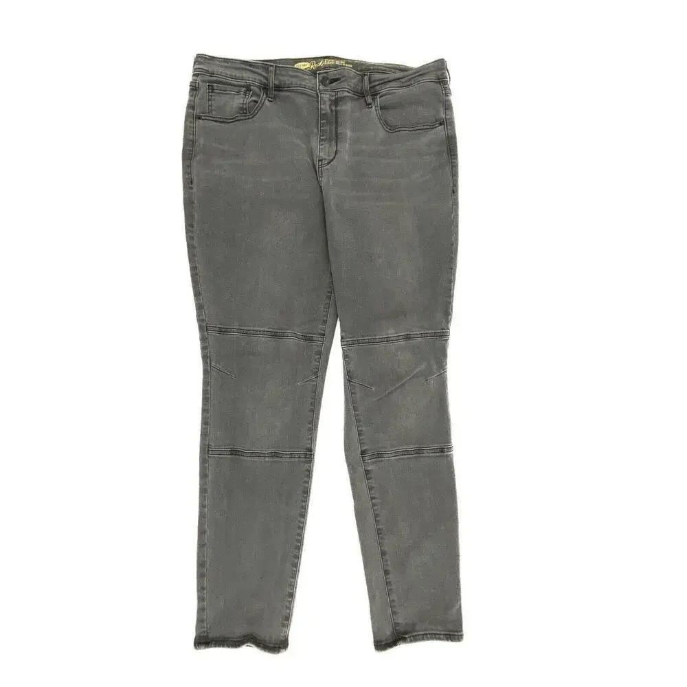 Old Navy‎ The Rockstar Mid Rise Moto Women's size 16 Faded Black Denim jeans